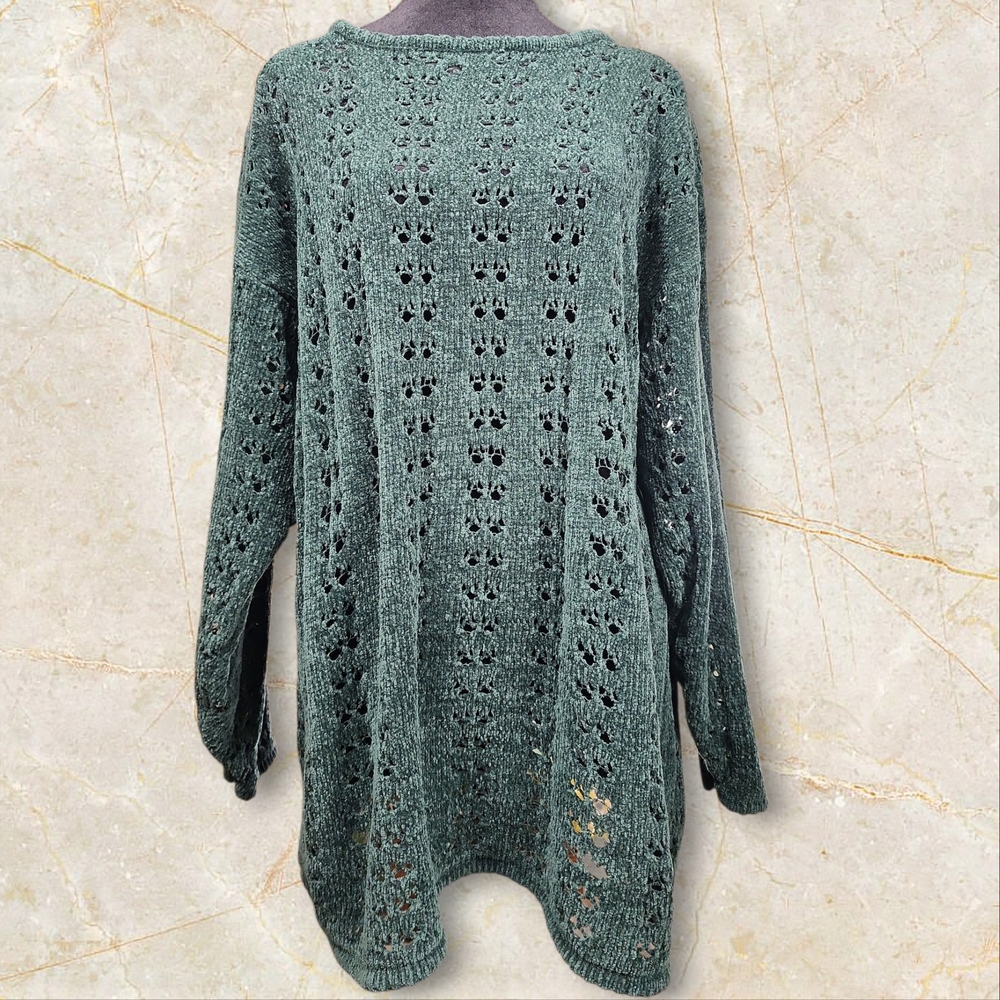 KATHRYN DEENE | Crochet Forest Green Knit Dark Fairy Cottagecore Sweater | 26 28